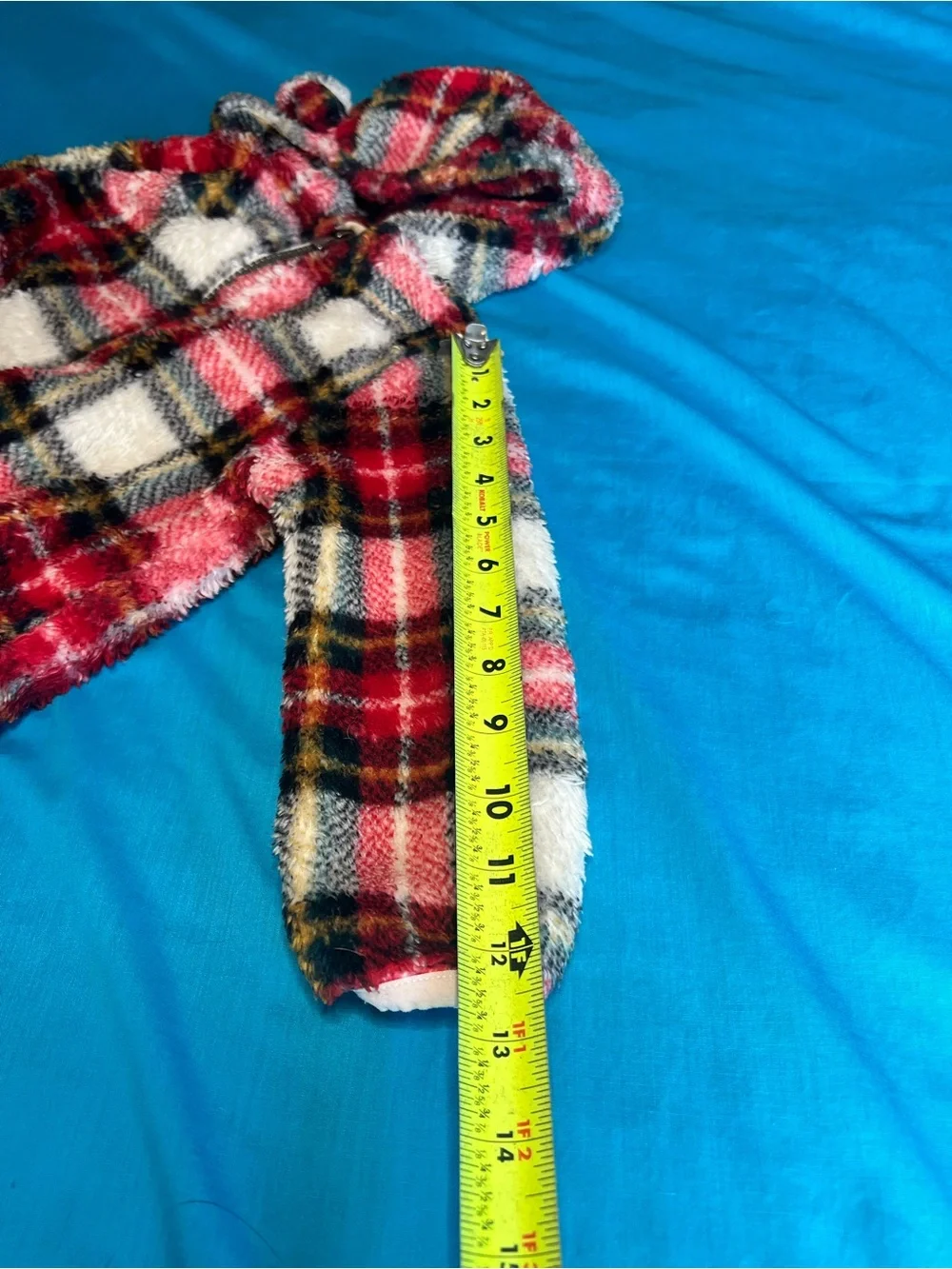 Old Navy Toddler Plush Fleece Plaid Hooded Jacket Red 3T